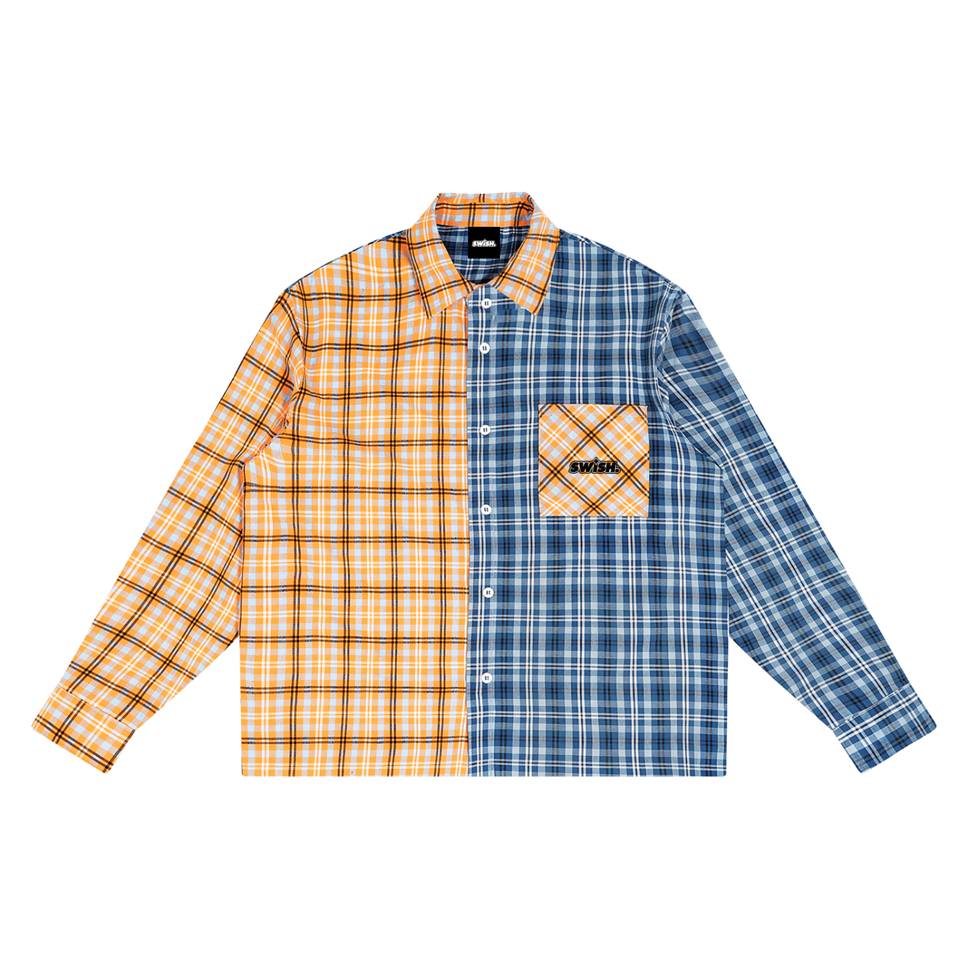 Swish. Unisex Oversized Plaid Color Block Shirt
