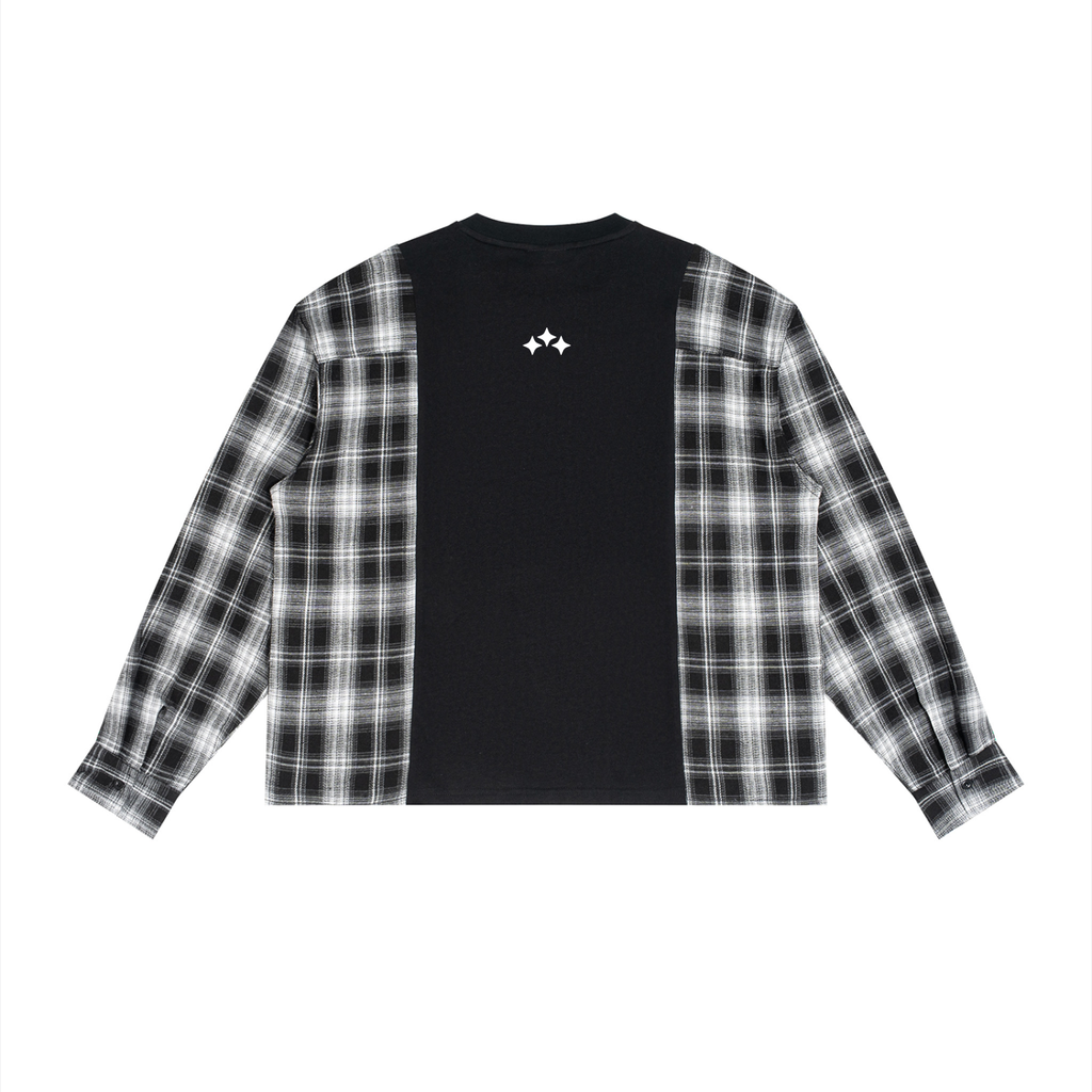 Swish. Unisex Plaid Panel Long Sleeve T-Shirt