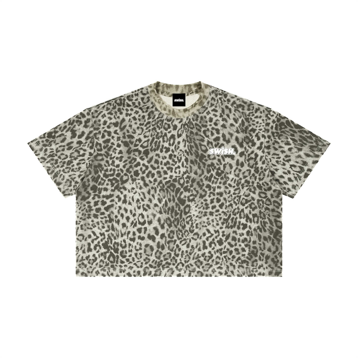 Swish. Unisex Leopard Print Boxy T-Shirt