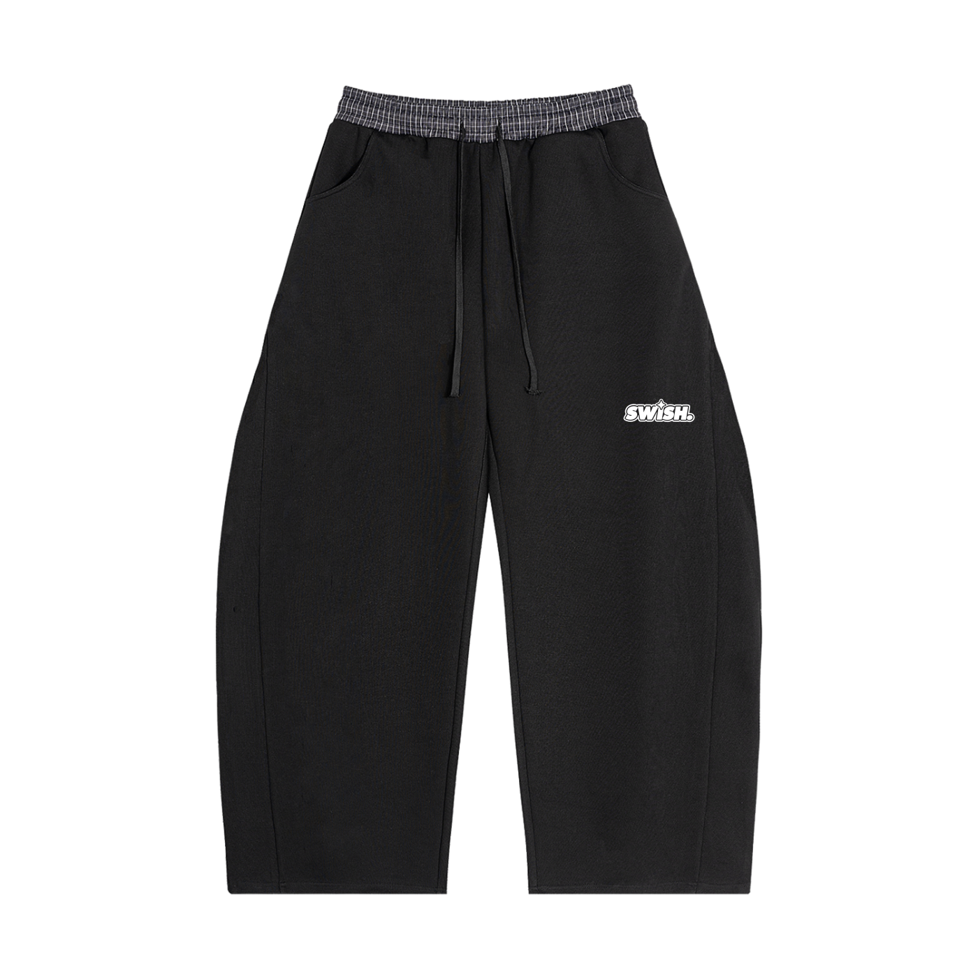 Swish. Plaid Waistband Barrel Sweatpants