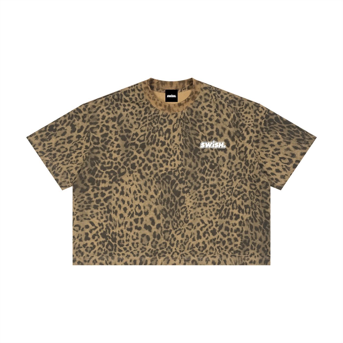 Swish. Unisex Leopard Print Boxy T-Shirt