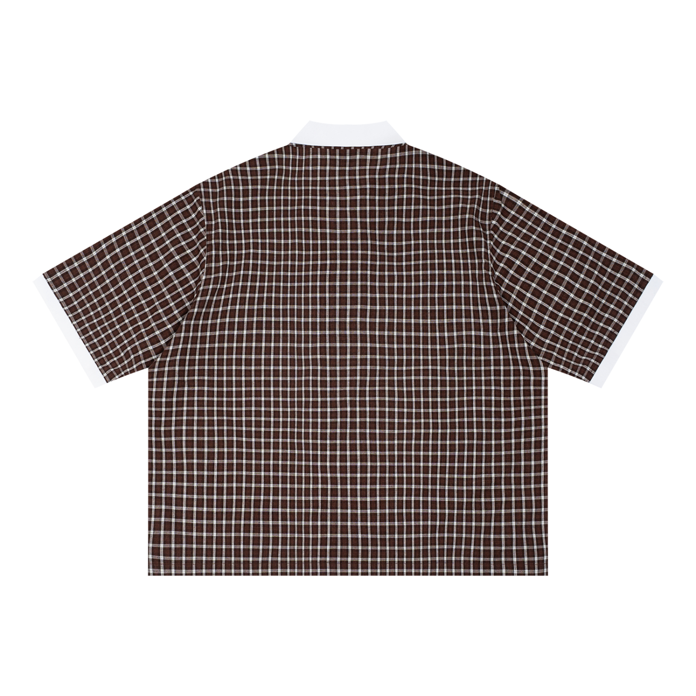 Swish. Unisex Boxy Plaid Color Block Polo Shirt