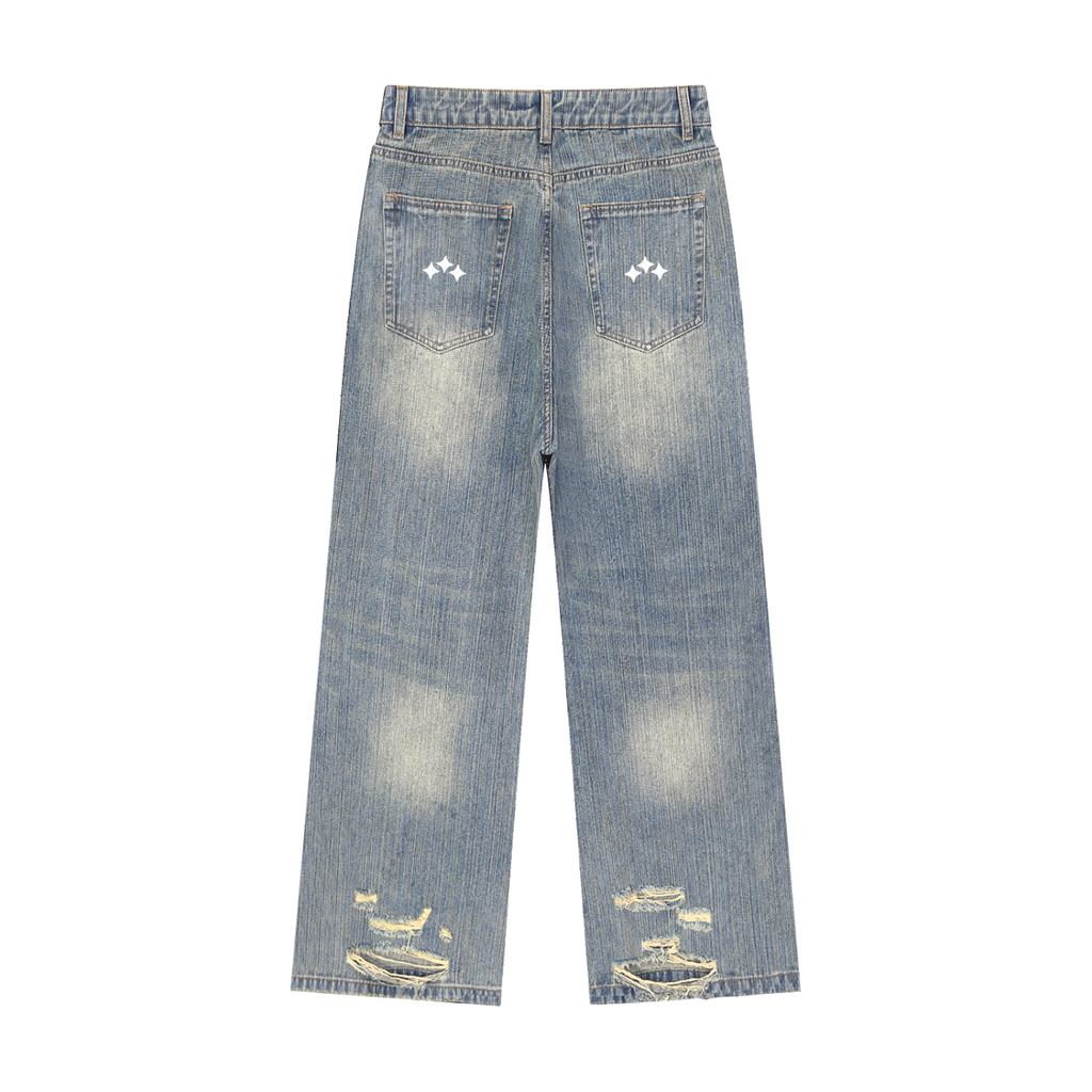 Swish. Vintage Wash Distressed Denim Jeans