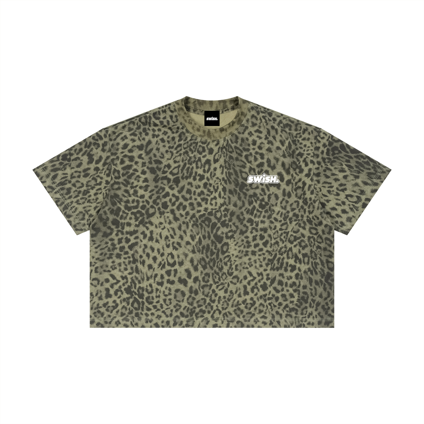 Swish. Unisex Leopard Print Boxy T-Shirt