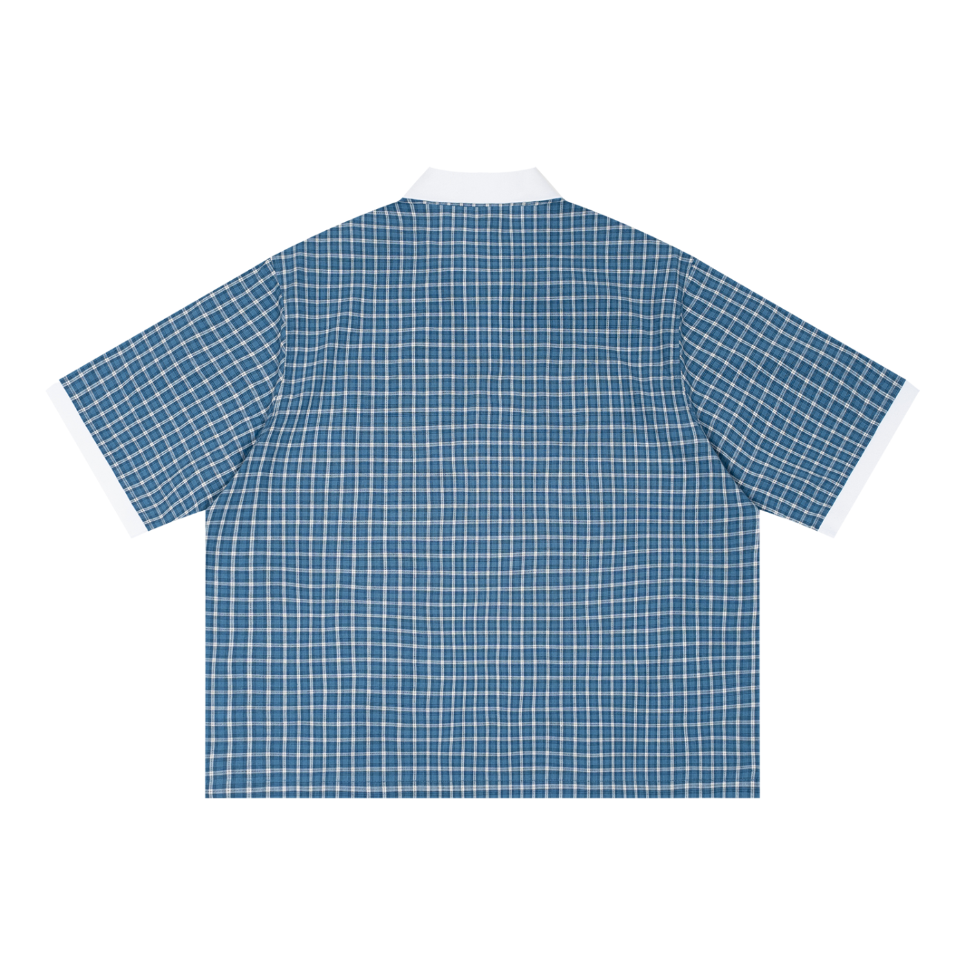 Swish. Unisex Boxy Plaid Color Block Polo Shirt