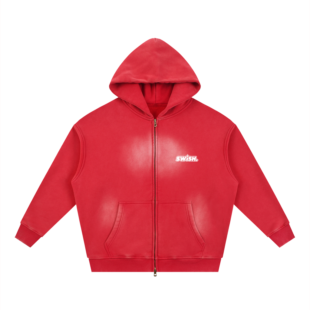 Swish. Sunfade Two-way Zipper Boxy Fleece Hoodie