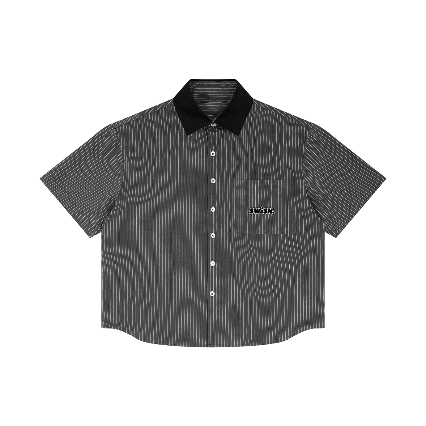 Swish. Unisex Striped Boxy Contrast Collar Shirt