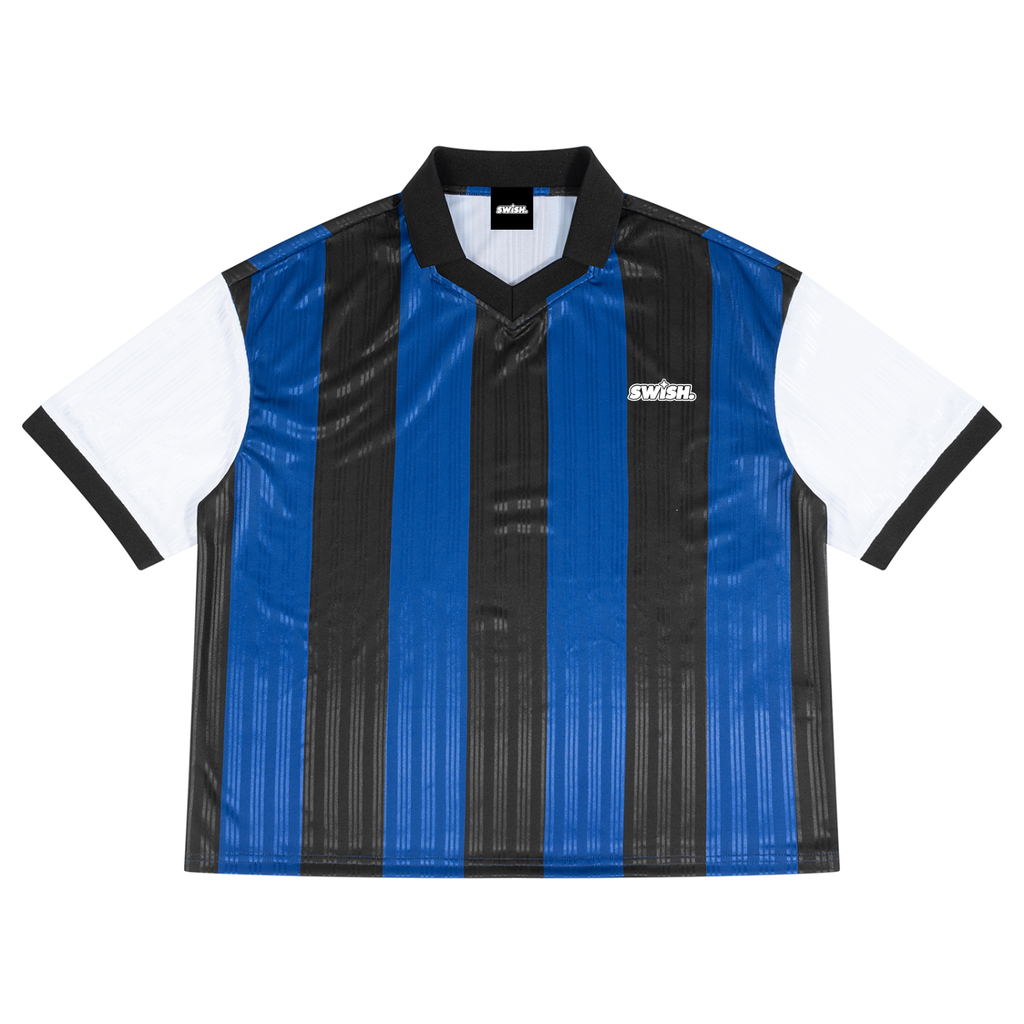 Swish. Unisex Boxy Striped Collared Soccer Jersey