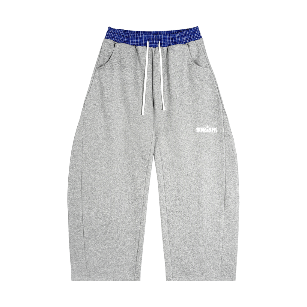 Swish. Plaid Waistband Barrel Sweatpants