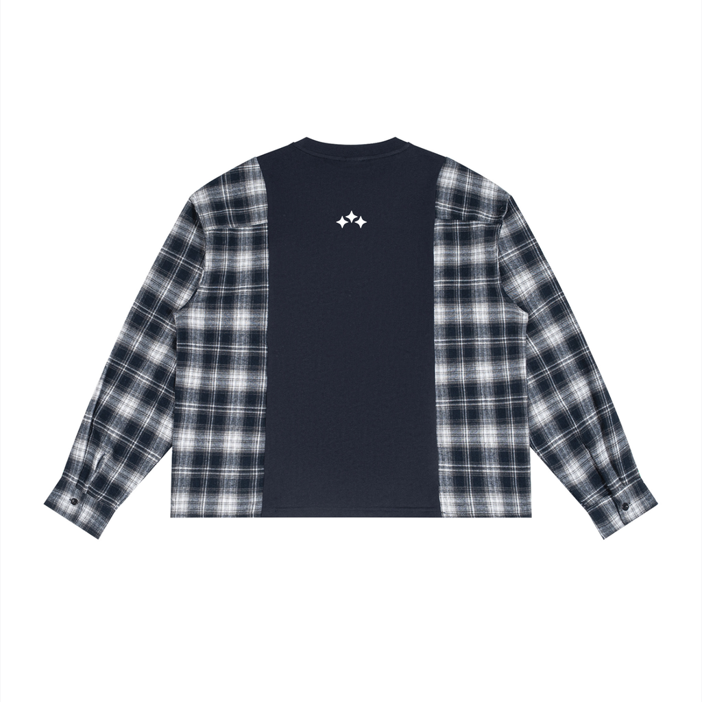 Swish. Unisex Plaid Panel Long Sleeve T-Shirt