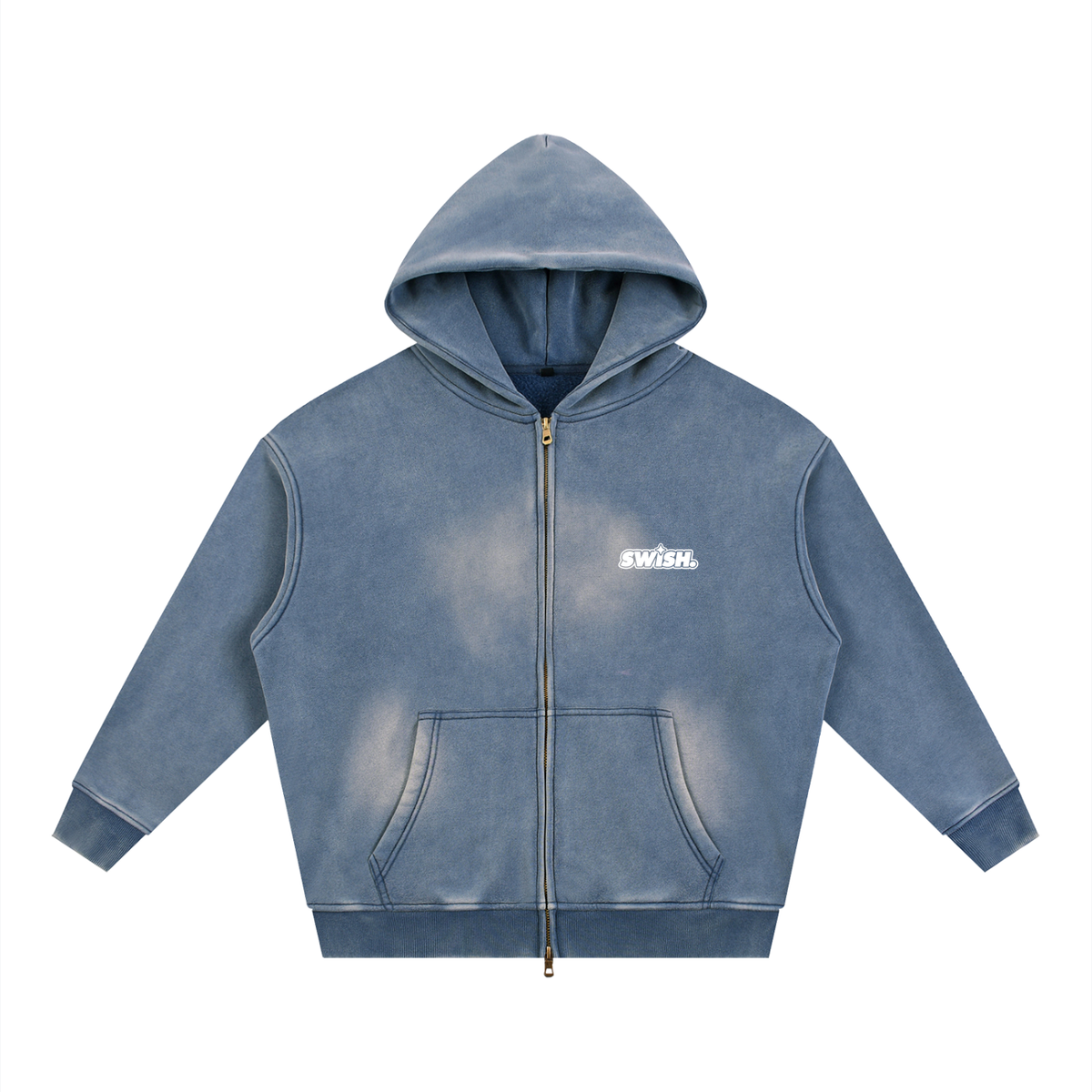 Swish. Sunfade Two-way Zipper Boxy Fleece Hoodie