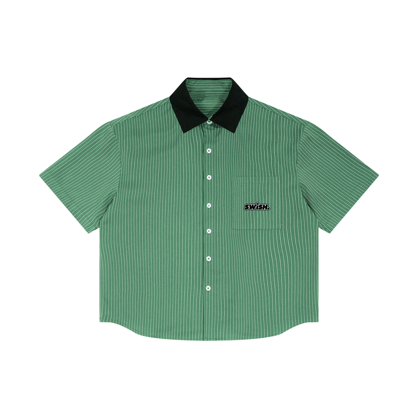 Swish. Unisex Striped Boxy Contrast Collar Shirt