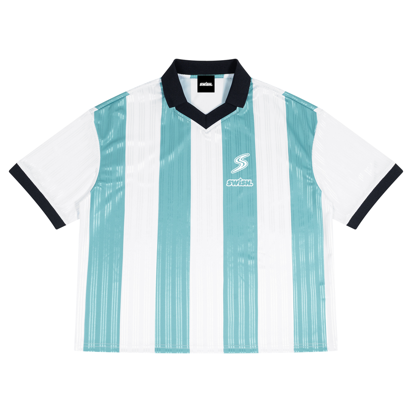 Swish. Unisex Boxy Striped Collared Soccer Jersey