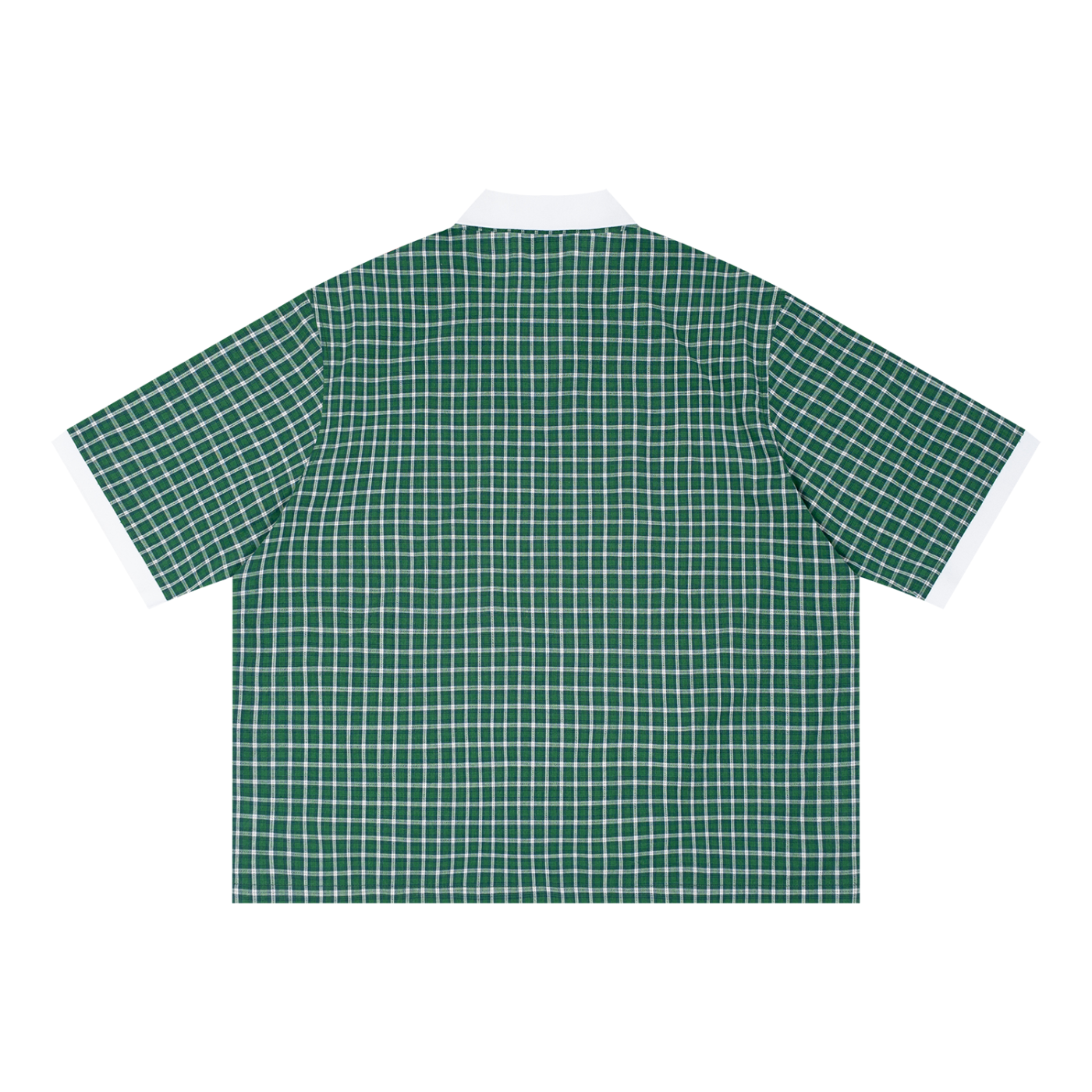 Swish. Unisex Boxy Plaid Color Block Polo Shirt