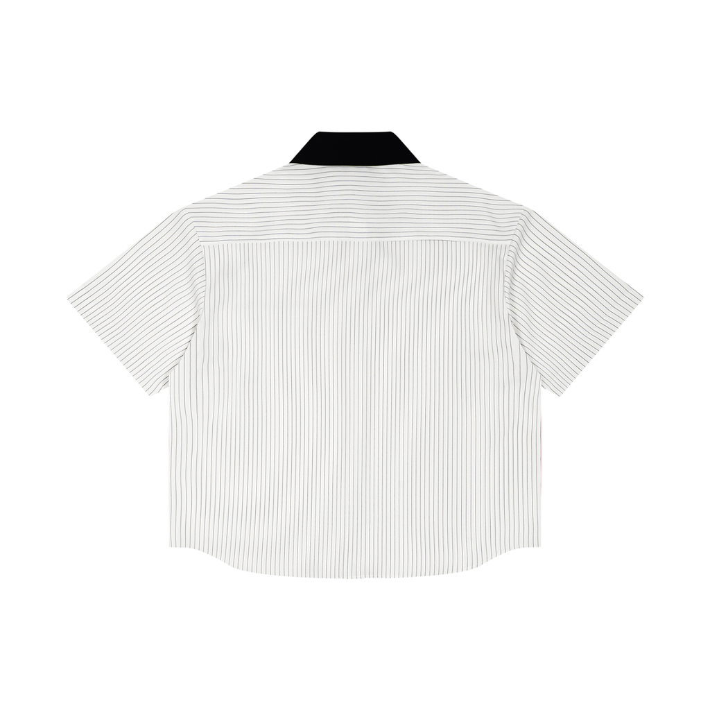 Swish. Unisex Striped Boxy Contrast Logo Collar Shirt