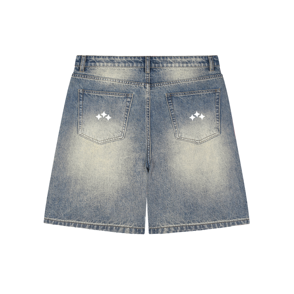 Swish. Faded Distressed Baggy Denim Shorts