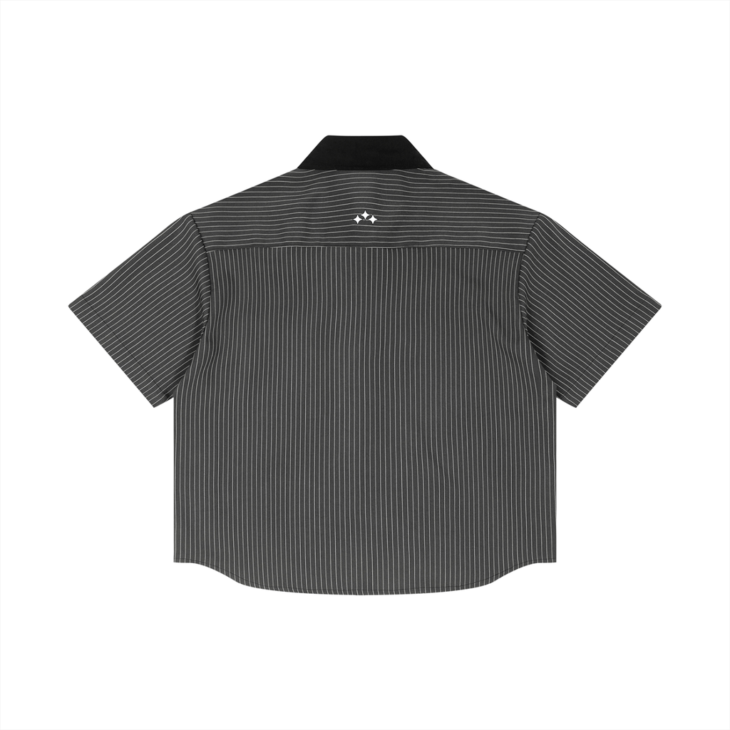 Swish. Unisex Striped Boxy Contrast Collar Shirt